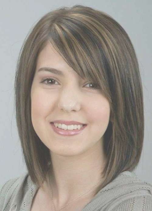 Medium Bob Hairstyle With Brown Highlighted Color For Thick Hair With Bob Hairstyles For Thick Hair (Photo 12 of 15)