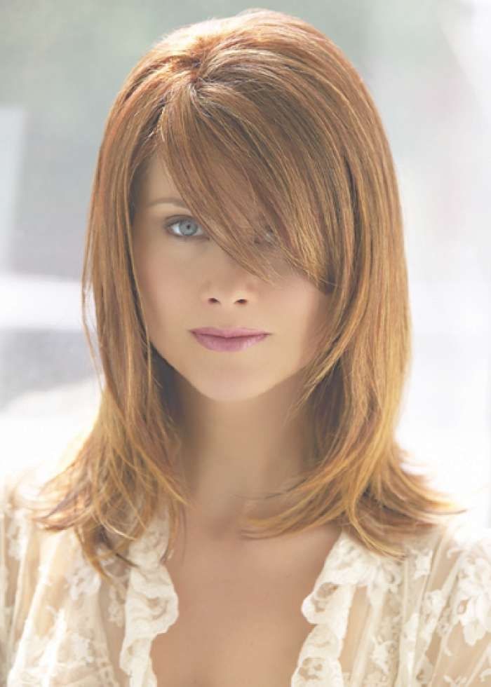 12 Medium Haircuts With Bangs | Learn Haircuts With Regard To Best And Newest Medium Haircuts With Layers And Side Bangs (Photo 23 of 25)