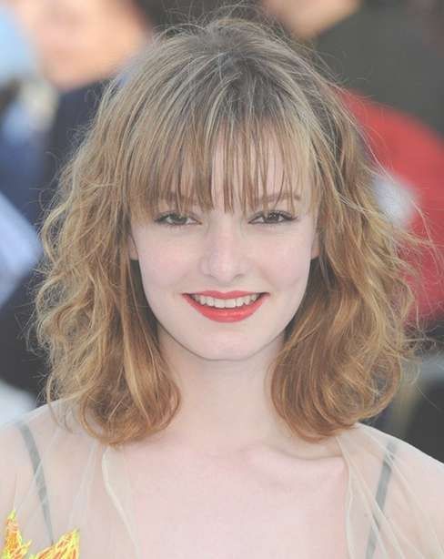 2014 Dakota Blue Richards Medium Hairstyles: Messy Curls With Pertaining To Newest Medium Hairstyles With Blunt Bangs (View 8 of 15)