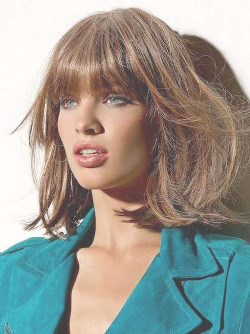 2014 Medium Hairstyles With Blunt Bangs – Popular Haircuts Pertaining To Newest Medium Haircuts With Straight Bangs (View 11 of 25)