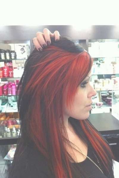 Best 25+ Black Hair Red Highlights Ideas On Pinterest | Red Black Throughout 2018 Red And Black Medium Hairstyles (View 5 of 15)
