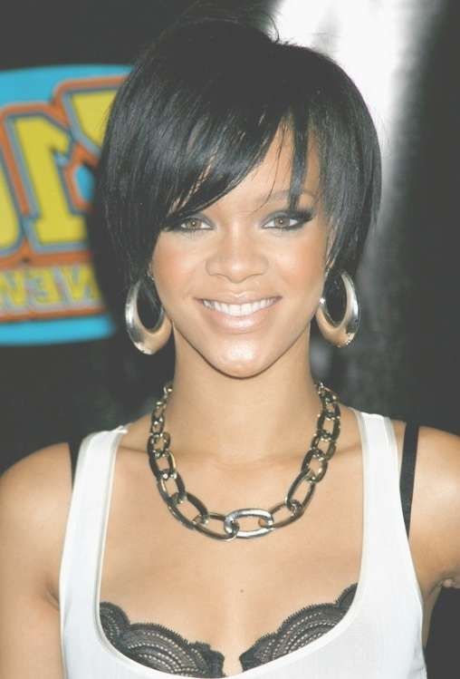Cute African American Hairstyles From Rihanna: Cute Bob Cut In Rihanna Bob Haircuts (Photo 19 of 25)