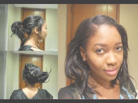 Easy Heatless Hairstyles| Relaxed Hair (short Or Medium) – Youtube Inside Most Popular Medium Haircuts Styles For Black Hair (Photo 23 of 25)