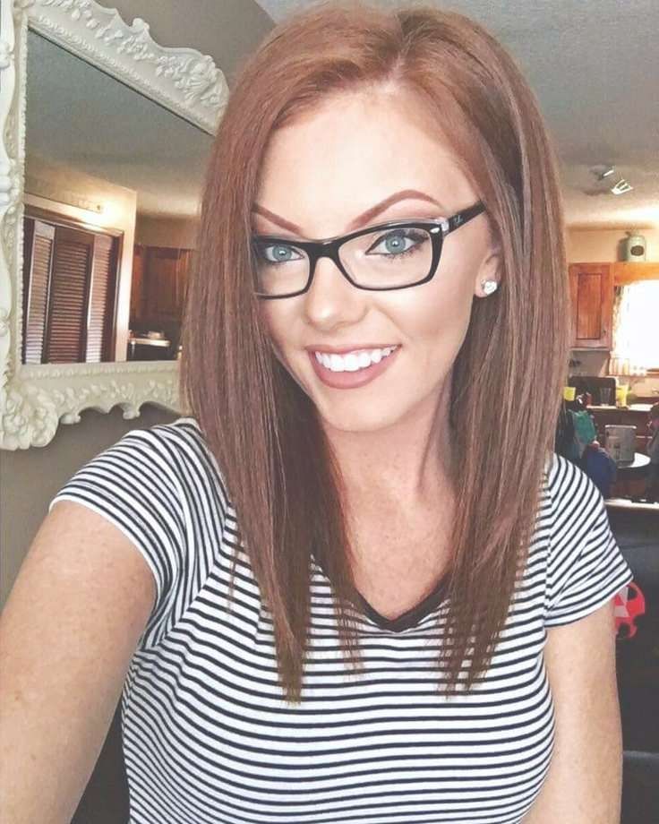 Hair Color And Cut! Love Her Brows Toooooooo | My Style Pinboard Within Most Current Medium Haircuts For Glasses (View 15 of 25)