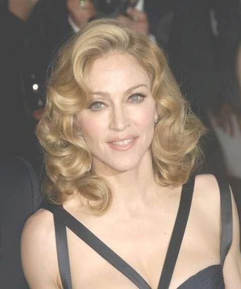 Madonna's Side Swept Big Curls – Formal, Awards, Evening Inside Latest Big Curls Medium Hairstyles (Photo 4 of 15)