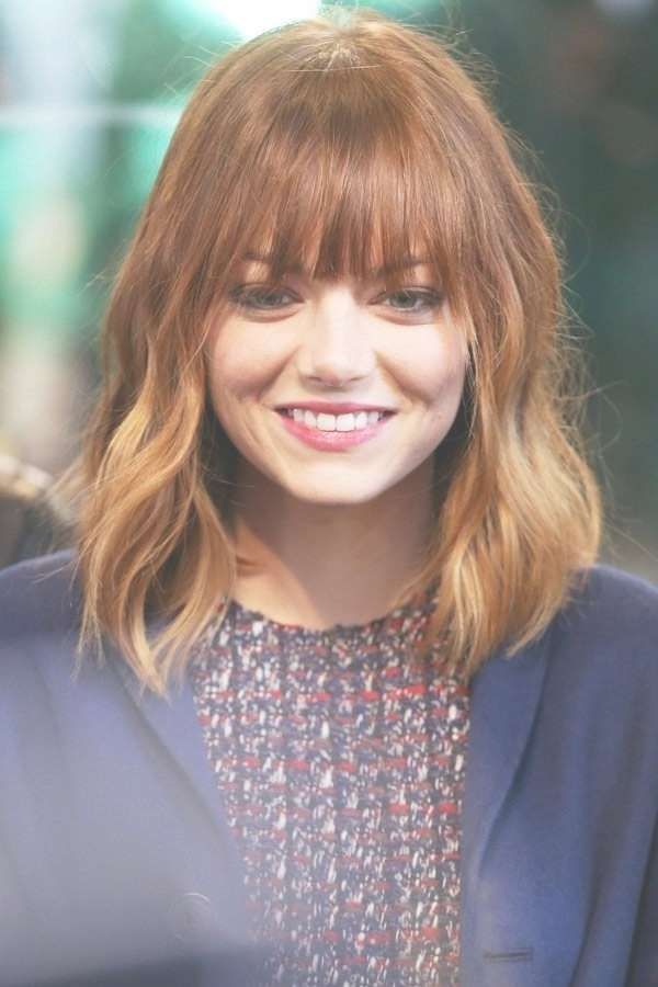 Medium Hairstyles With Bangs Emma Stone – The Fashion Tag Blog In Most Current Bang Medium Hairstyles (Photo 13 of 25)