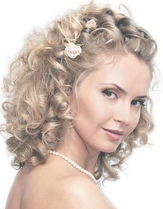Prom Curly Hairstyles For Medium Length Hair With Flower – Women Within Newest Curly Medium Hairstyles For Prom (View 8 of 25)