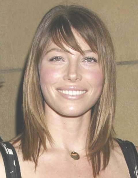 Round Face Medium Hairstyles With Bangs With Newest Trendy Medium Haircuts For Round Faces (Photo 19 of 25)