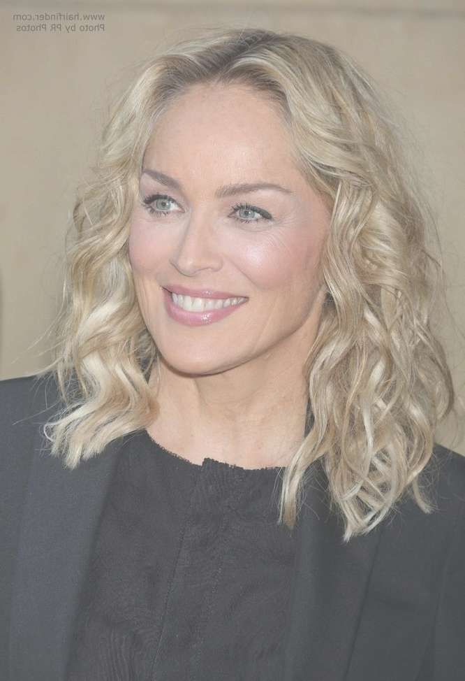 Sharon Stone | Curled Medium Length Hair For A Youthful Appearance Pertaining To Current Sharon Stone Medium Haircuts (View 14 of 25)