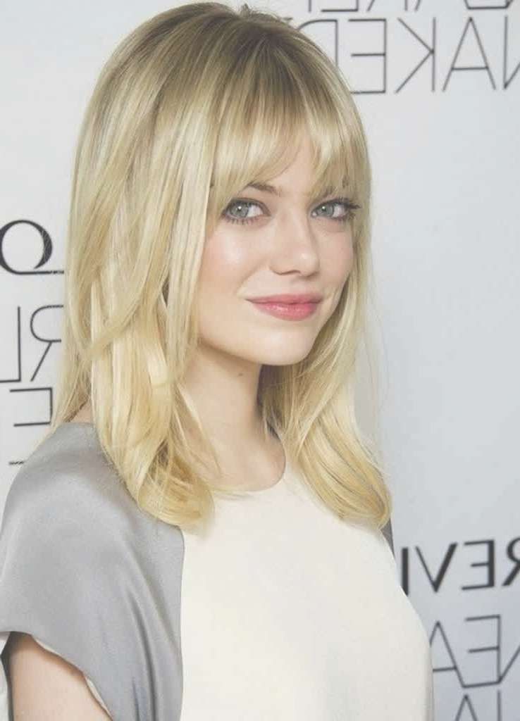 Top 20 Medium Length Hairstyles With Bangs For Round Faces In Latest Medium Hairstyles For Round Faces With Bangs (View 8 of 25)