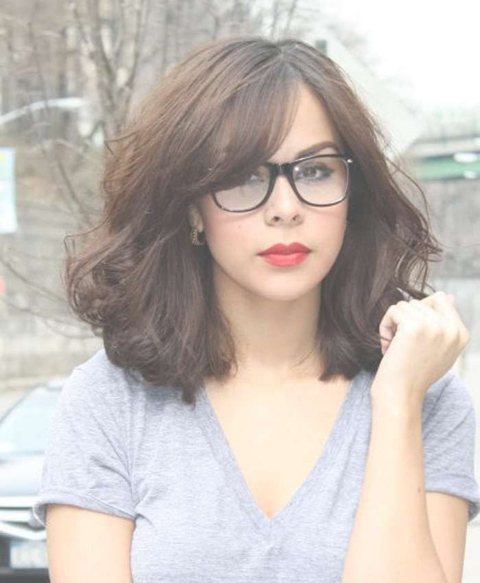 Top 30 Hairstyles With Bangs And Glasses, The Perfect Combination In Most Recently Medium Haircuts For Glasses Wearer (Photo 13 of 25)