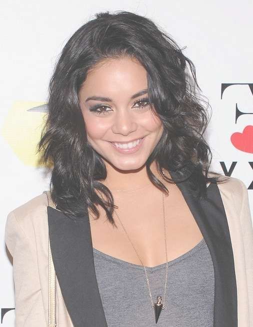 Vanessa Hudgens Medium Hairstyles: Wavy Hairstyle With Black Hair For Most Recently Medium Hairstyles For Black Hair (View 7 of 25)