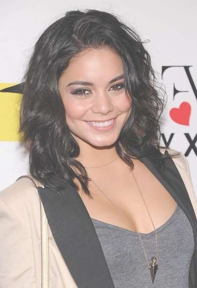 Vanessa Hudgens Medium Length Black Curly Hairstyle For Summer Intended For Most Current Summer Medium Hairstyles (View 12 of 25)