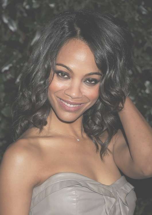 Zoe Saldana Hairstyles – Celebrity Latest Hairstyles 2016 Inside Newest Curly Medium Hairstyles For Black Women (View 15 of 15)