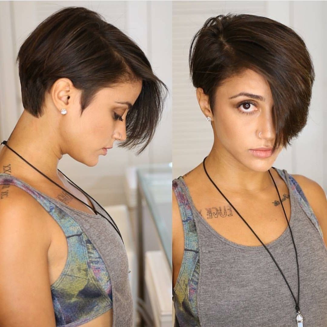 10 Long Pixie Haircuts 2018 For Women Wanting A Fresh Image, Short For Latest Brunette Pixie Hairstyles (Photo 6 of 15)