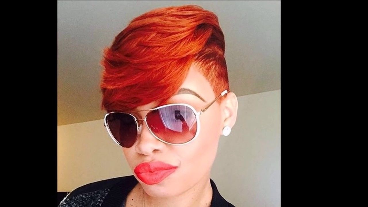 50 Trendy Short Hairstyles For Black Women – Youtube Regarding Newest Red Pixie Hairstyles (View 11 of 15)