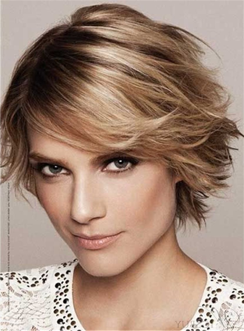 Feathered Pixie Haircut Short Straight Lob Synthetic Hair Capless Regarding Most Current Feathered Pixie Hairstyles (Photo 10 of 15)