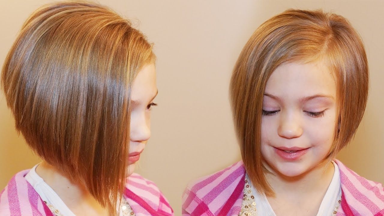 How To Cut An Asymmetrical A Line // Short Hairstyles – Youtube Pertaining To Most Up To Date Little Girls Pixie Hairstyles (Photo 3 of 15)