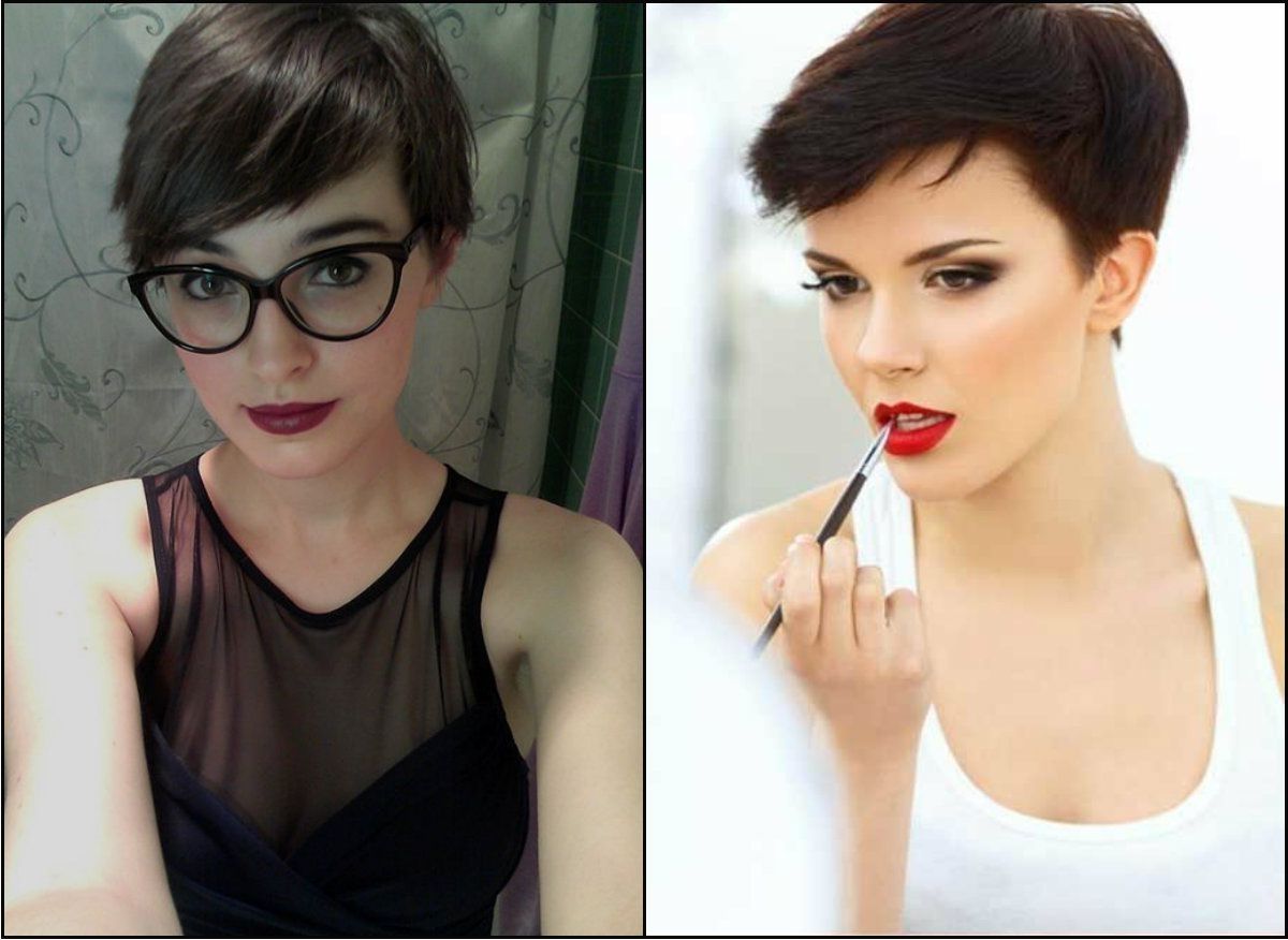 Long To Pixie Haircut Brunette – Simple Fashion Style Pertaining To Most Popular Brunette Pixie Hairstyles (Photo 5 of 15)