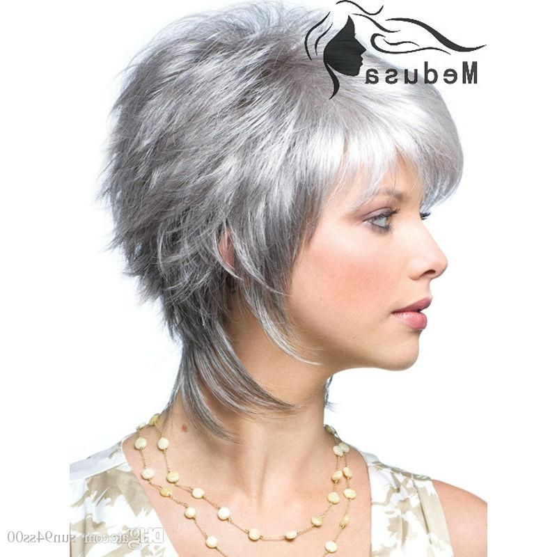 Modern Shag Hairstyles Synthetic Pastel Wigs For Women Short Wavy In Most Recent Shaggy Hairstyles For Grey Hair (Photo 10 of 15)