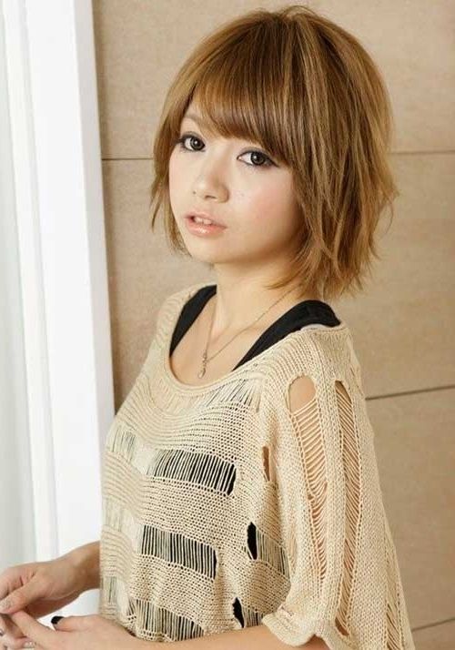 Short Bob Hairstyle With Japanese Girl Model And Round Chubby Face With Regard To Recent Japanese Shaggy Hairstyles (View 5 of 15)