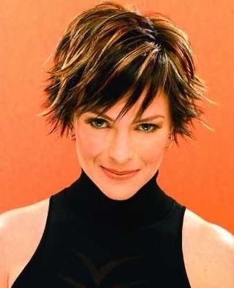 Short Dark Hair With Highlights | Stunning Hair Highlights For Inside Recent Short Shaggy Hairstyles For Round Faces (Photo 8 of 15)