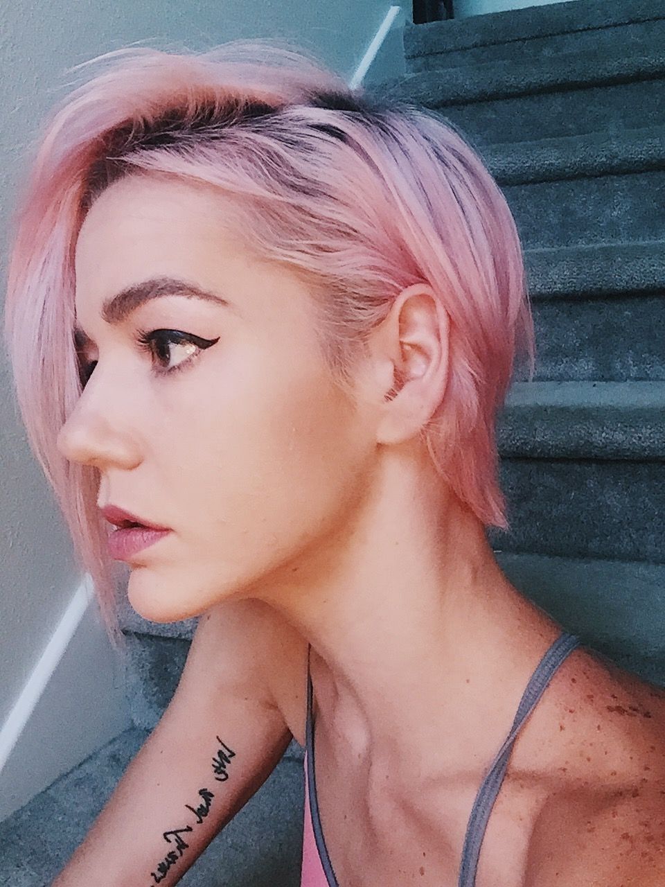 Short Hair, Pixie Hairstyle, Pastel Pink, Makeup, Cat Eye, Winged For Current Pink Pixie Hairstyles (Photo 4 of 15)