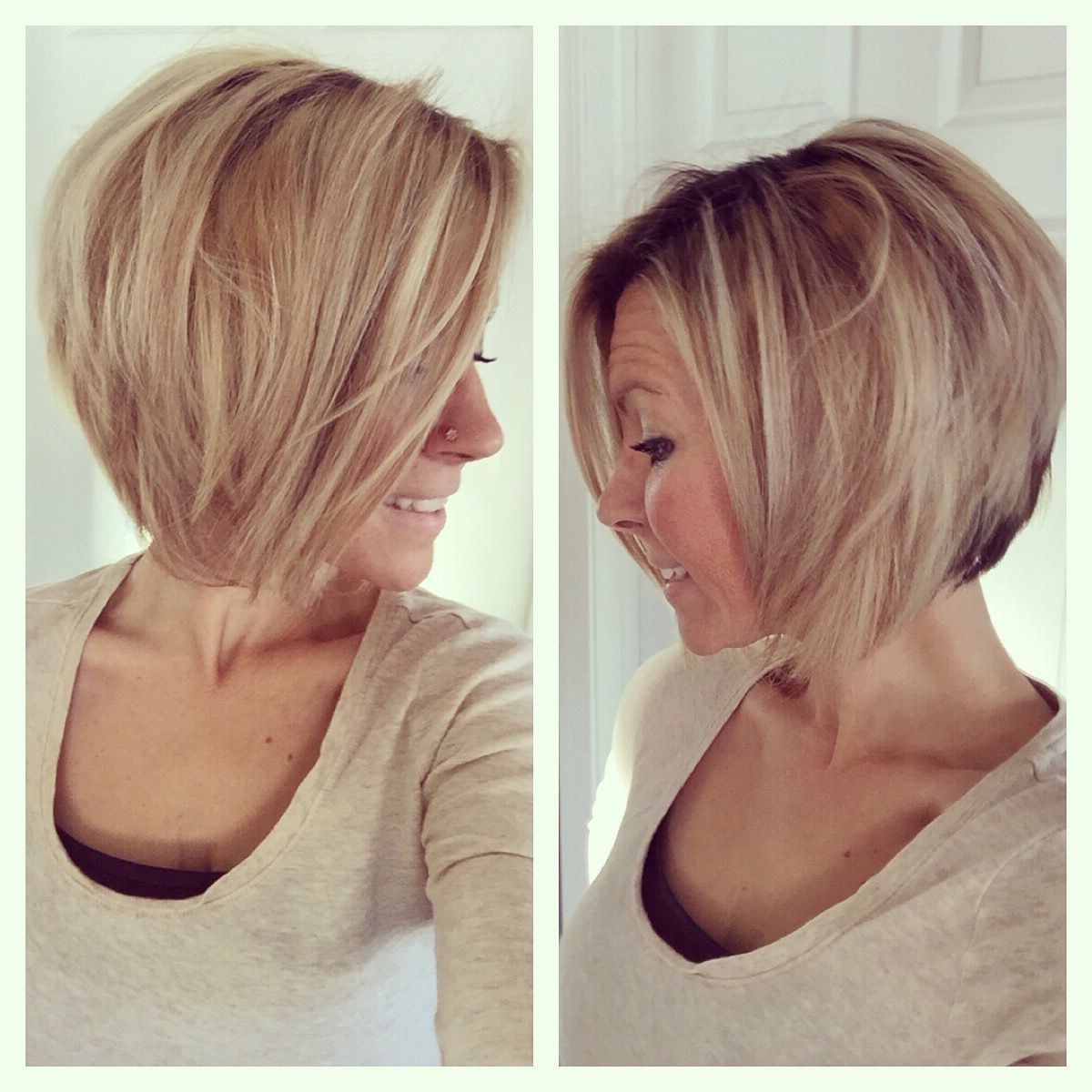 Short Medium Angled Bob Haircut. Reverse Bob. Blonde Highlight In Most Recent Reverse Pixie Hairstyles (Photo 4 of 15)