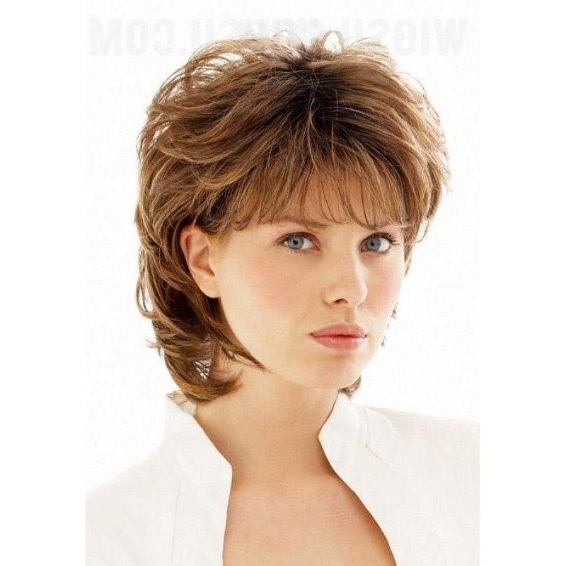 Short Shaggy Curly Wispy Bang Haircut Synthetic Hair Capless Wig Inside Most Recent Shaggy Wispy Hairstyles (View 1 of 15)