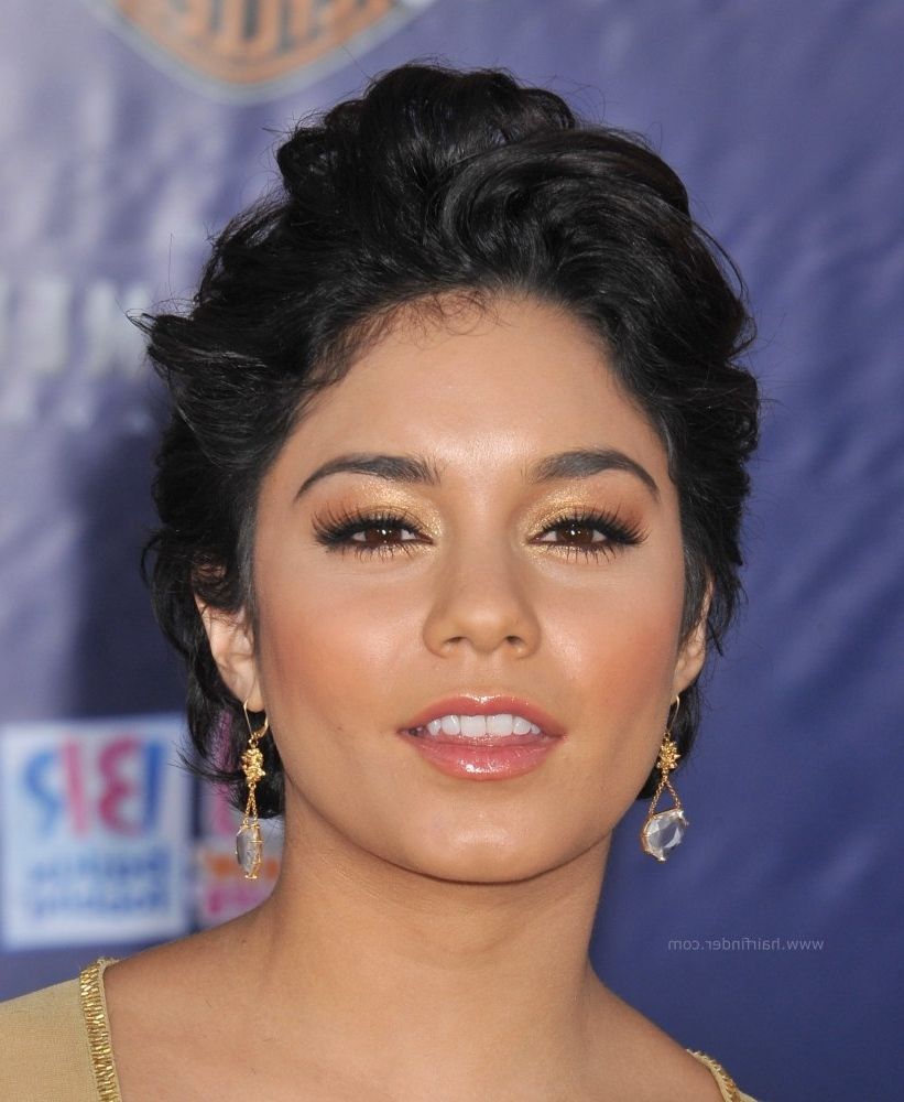 Vanessa Hudgens With Short Hair | Curly Pixie Cut Throughout Most Recent Naturally Curly Pixie Hairstyles (Photo 10 of 15)