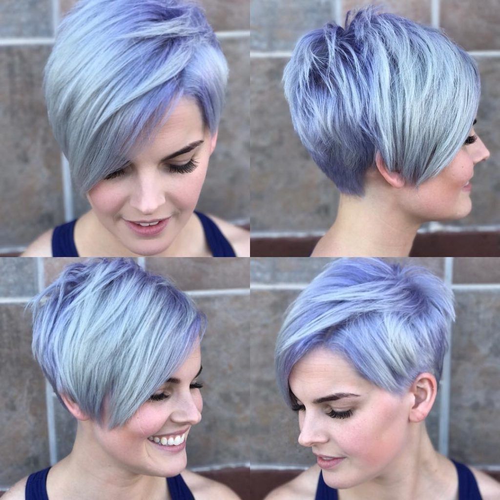 Women's Modern Asymmetrical Pixie With Metallic Blue Color Short Intended For Newest Short Asymmetrical Pixie Hairstyles (View 13 of 15)