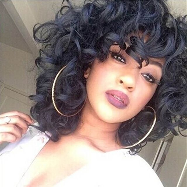 Women's Short Curly Wig For Black Women African American Short Bob With Most Current African Shaggy Hairstyles (Photo 13 of 15)