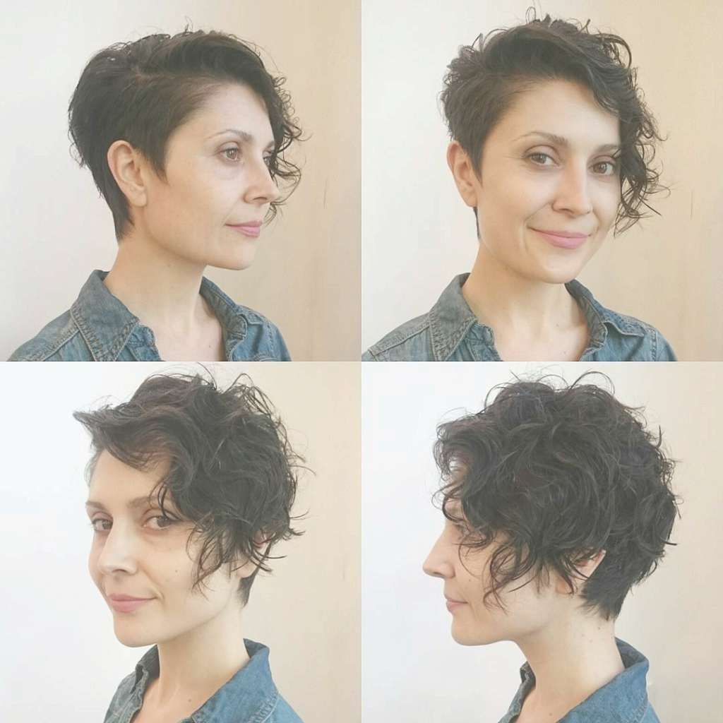 Women's Wavy Brunette Asymmetrical Pixie Cut Throughout Most Recently Asymmetrical Pixie Hairstyles (View 7 of 15)