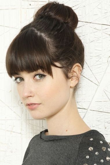 Featured Photo of 2024 Popular Updos for Medium Hair with Bangs