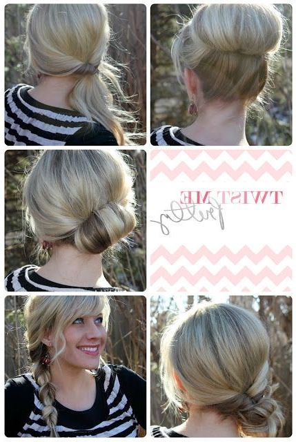 18 Quick And Simple Updo Hairstyles For Medium Hair – Popular Haircuts Within Most Popular Fast Updo Hairstyles For Short Hair (View 9 of 15)