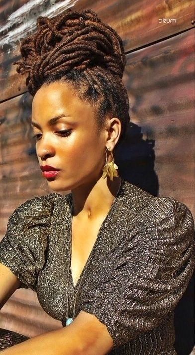 25 Updo Styles For Locs – Tgin Throughout Most Recently Updo Hairstyles For Long Locs (Photo 6 of 15)