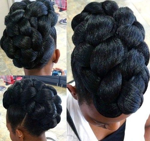 50 Cute Updos For Natural Hair | Black Braided Updo, Black Braids Regarding Current Updos Hairstyles For Natural Black Hair (View 2 of 15)