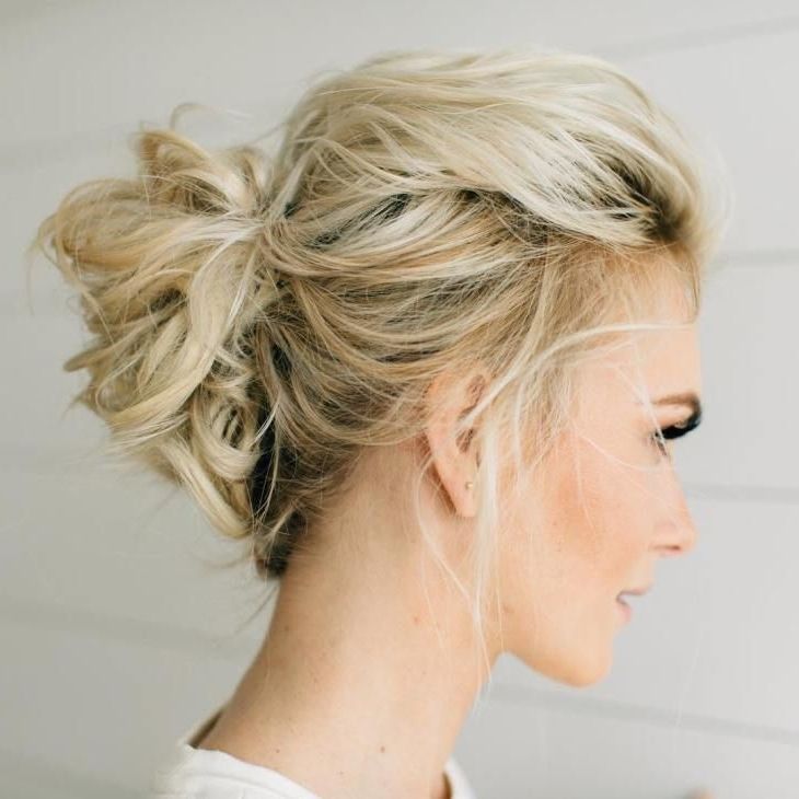 70 Darn Cool Medium Length Hairstyles For Thin Hair | Blonde Updo Intended For Most Current Messy Updos For Medium Hair (Photo 12 of 15)