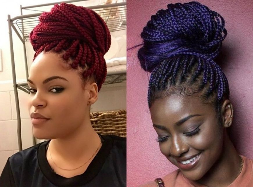 Box Braids Updo Hairstyles – Braiding Hairstyle Pictures Regarding With Regard To Most Current Box Braids Updo Hairstyles (Photo 4 of 15)