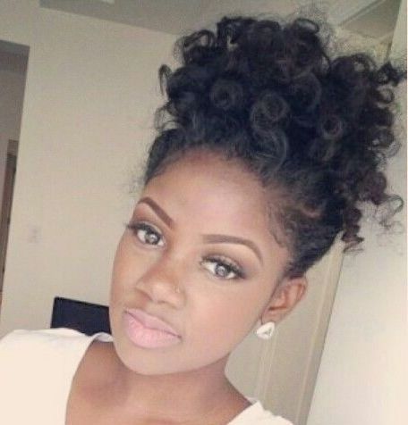 Cute Natural Updo Hairstyles For Black Women | Hair There And Throughout Newest Black Curly Hair Updo Hairstyles (Photo 8 of 15)