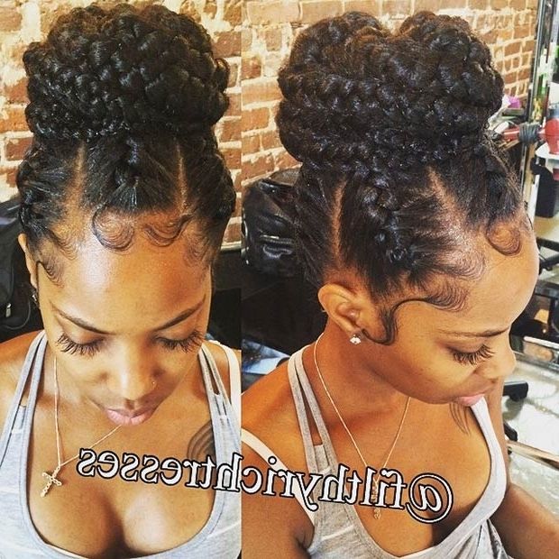 Formal Hairstyles For Braided Bun Black Hairstyles Goddess Braids For Most Recently Braided Updo Black Hairstyles (Photo 14 of 15)