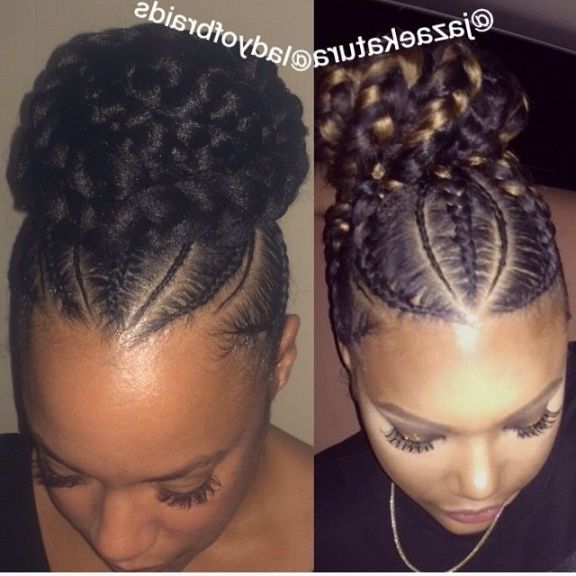 Goddess Braids In A Bun | Hairstyles | Pinterest | Goddess Braids Intended For Latest Black Braided Bun Updo Hairstyles (View 6 of 15)