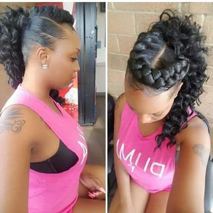 Half Halo Braid Updo High Ponytail Balck Woman Hairstyle | Black With Recent Urban Updo Hairstyles (Photo 10 of 15)