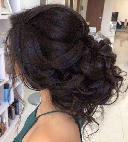 Loose Curls Updo Wedding Hairstyle | Low Updo, Updo And Curly Pertaining To Latest Loose Curly Updo Hairstyles (View 1 of 15)