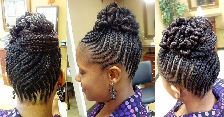 Model Hairstyles For Black Braided Bun Hairstyles Braided Bun In Most Recent Black Braids Updo Hairstyles (View 13 of 15)
