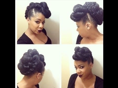 Natural Hairstyle: Faux Hawk Tutorial – Youtube | Naturally Natural With Newest Updo Hairstyles Using Kanekalon Hair (Photo 14 of 15)