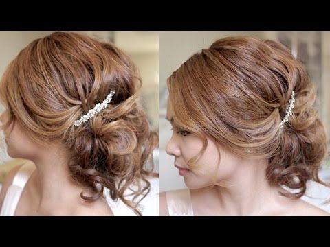 Romantic Summer Wedding Updo Hair Tutorial – Youtube Inside Latest Romantic Updo Hairstyles (Photo 11 of 15)