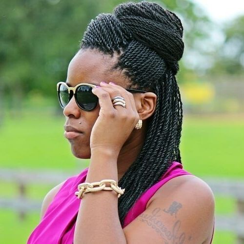 Senegalese Twist Updo Hairstyles | Twist Updo | Pinterest For Latest Senegalese Twist Styles Updo Hairstyles (View 11 of 15)
