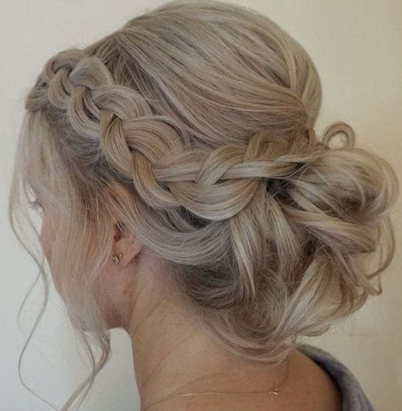Side Braided Low Updo Wedding Hairstyle | Low Updo, Updo And With Regard To Best And Newest Wedding Updo Hairstyles (View 14 of 15)