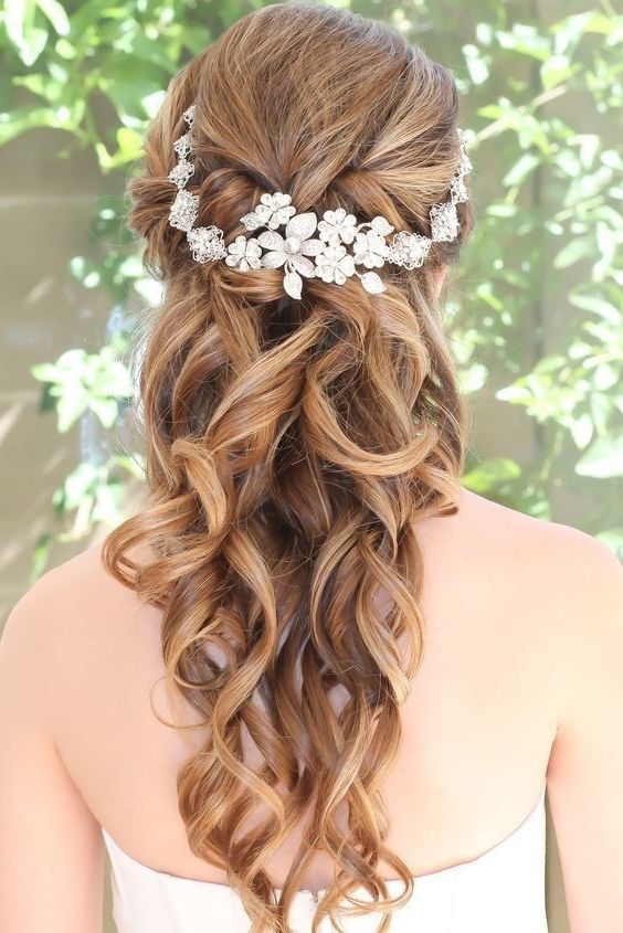 10 Flower Crown Hairstyles For Any Bride – Mywedding For Wedding Hairstyles For Long Hair Down With Flowers (View 8 of 15)